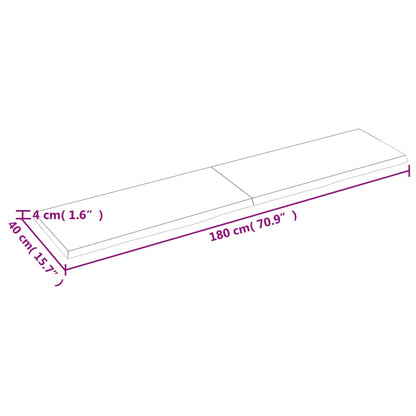 Ripiano a Parete 180x40x(2-4) cm Massello Rovere Non Trattato