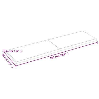 Ripiano a Parete 180x50x(2-4) cm Massello Rovere Non Trattato