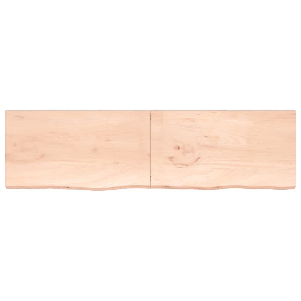 Ripiano a Parete 220x60x(2-4) cm Massello Rovere Non Trattato