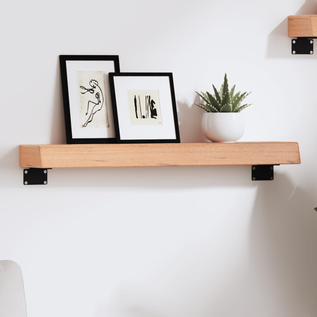 Ripiano Muro Marrone Chiaro 60x10x6 cm Massello Rovere Trattato | homemem39