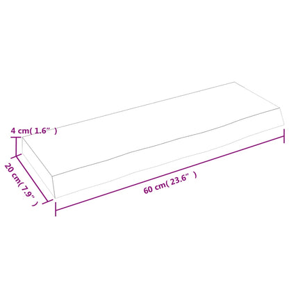 Ripiano Muro Marrone Chiaro 60x20x4 cm Massello Rovere Trattato