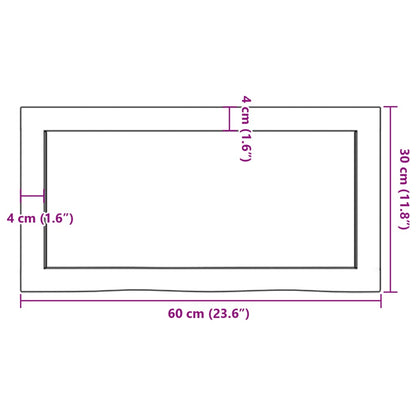 Ripiano Muro Marrone 60x30x(2-4) cm Massello Rovere Trattato