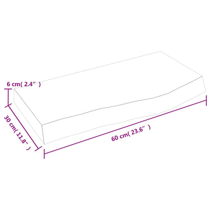 Ripiano Muro Marrone 60x30x(2-6) cm Massello Rovere Trattato | homemem39