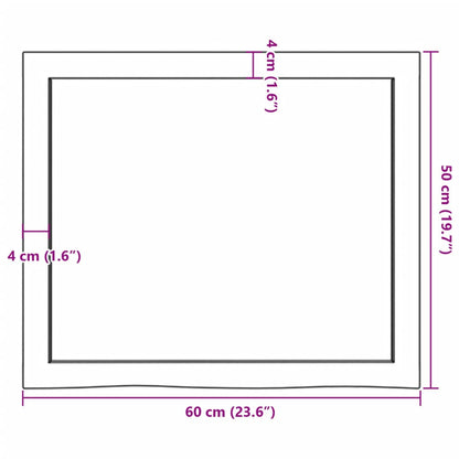 Ripiano Muro Marrone 60x50x(2-6) cm Massello Rovere Trattato