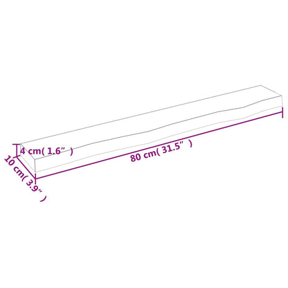 Ripiano Muro Marrone Chiaro 80x10x4 cm Massello Rovere Trattato | homemem39