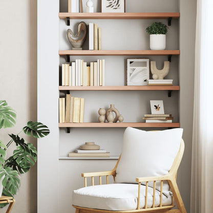 Light Brown Wall Shelf 80x20x4 cm Treated Solid Oak