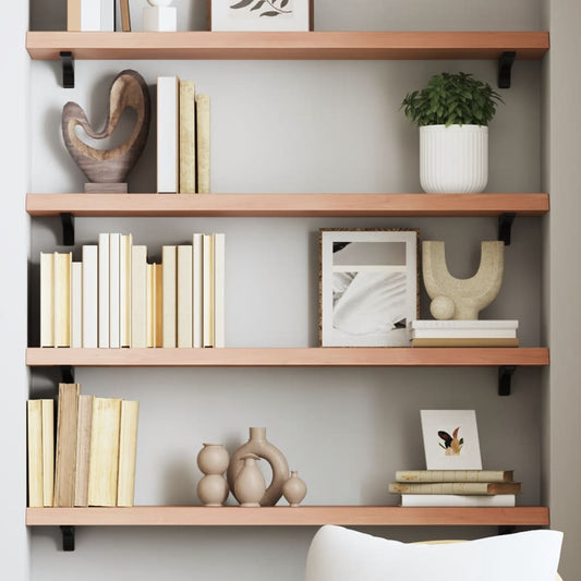 Light Brown Wall Shelf 80x20x4 cm Treated Solid Oak