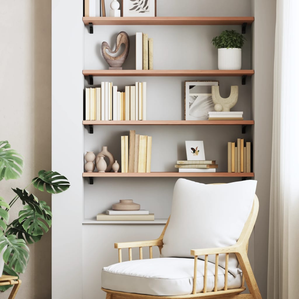 Light Brown Wall Shelf 80x30x2 cm Treated Solid Oak