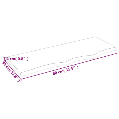 Ripiano Muro Marrone Chiaro 80x30x2 cm Massello Rovere Trattato