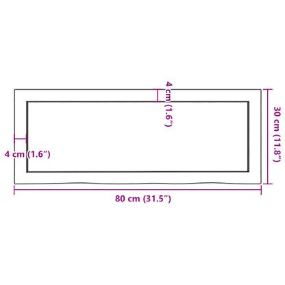 Ripiano Muro Marrone 80x30x(2-6) cm Massello Rovere Trattato