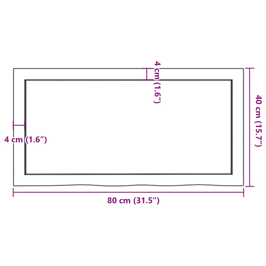 Ripiano Muro Marrone 80x40x(2-4) cm Massello Rovere Trattato