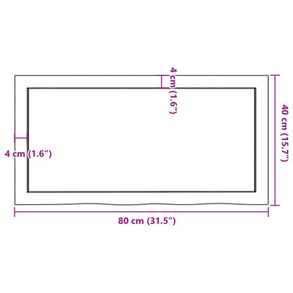 Ripiano Muro Marrone 80x40x(2-4) cm Massello Rovere Trattato