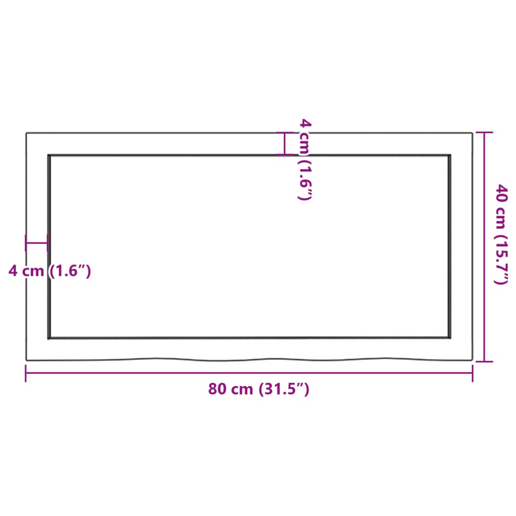 Ripiano Muro Marrone 80x40x(2-4) cm Massello Rovere Trattato