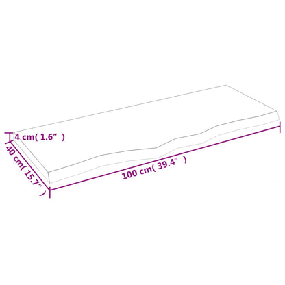 Ripiano Muro Marrone 100x40x(2-4) cm Massello Rovere Trattato - homemem39