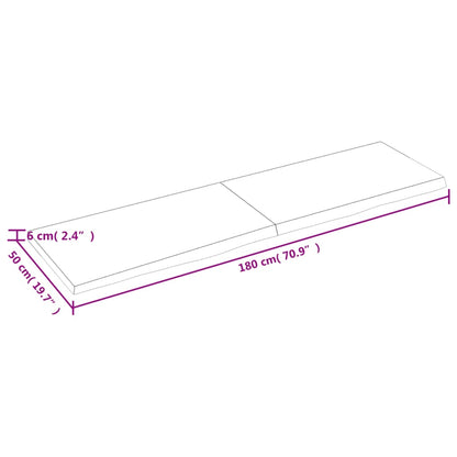 Ripiano Muro Marrone 180x50x(2-6) cm Massello Rovere Trattato