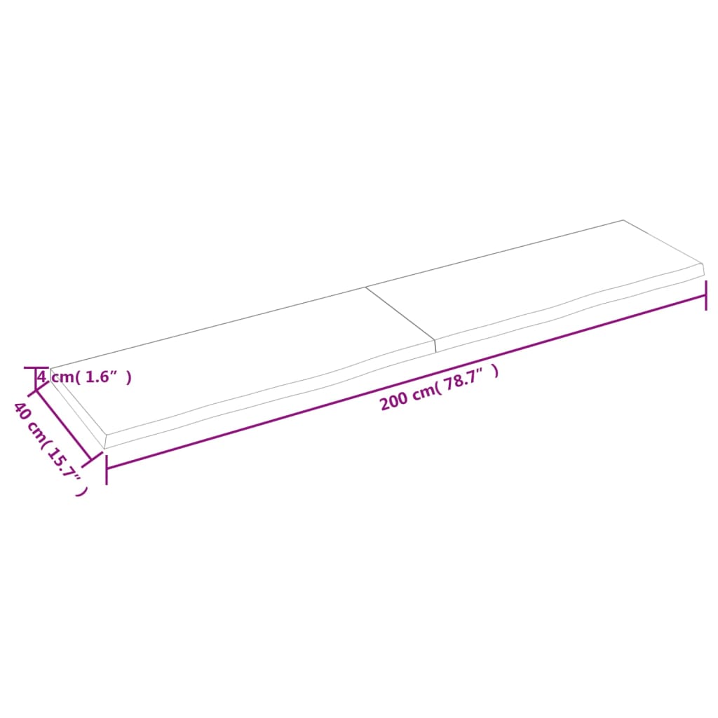 Ripiano Muro Marrone 200x40x(2-4) cm Massello Rovere Trattato - homemem39