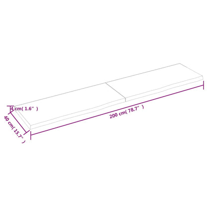 Ripiano Muro Marrone 200x40x(2-4) cm Massello Rovere Trattato - homemem39