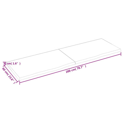 Ripiano Muro Marrone 200x60x(2-4) cm Massello Rovere Trattato