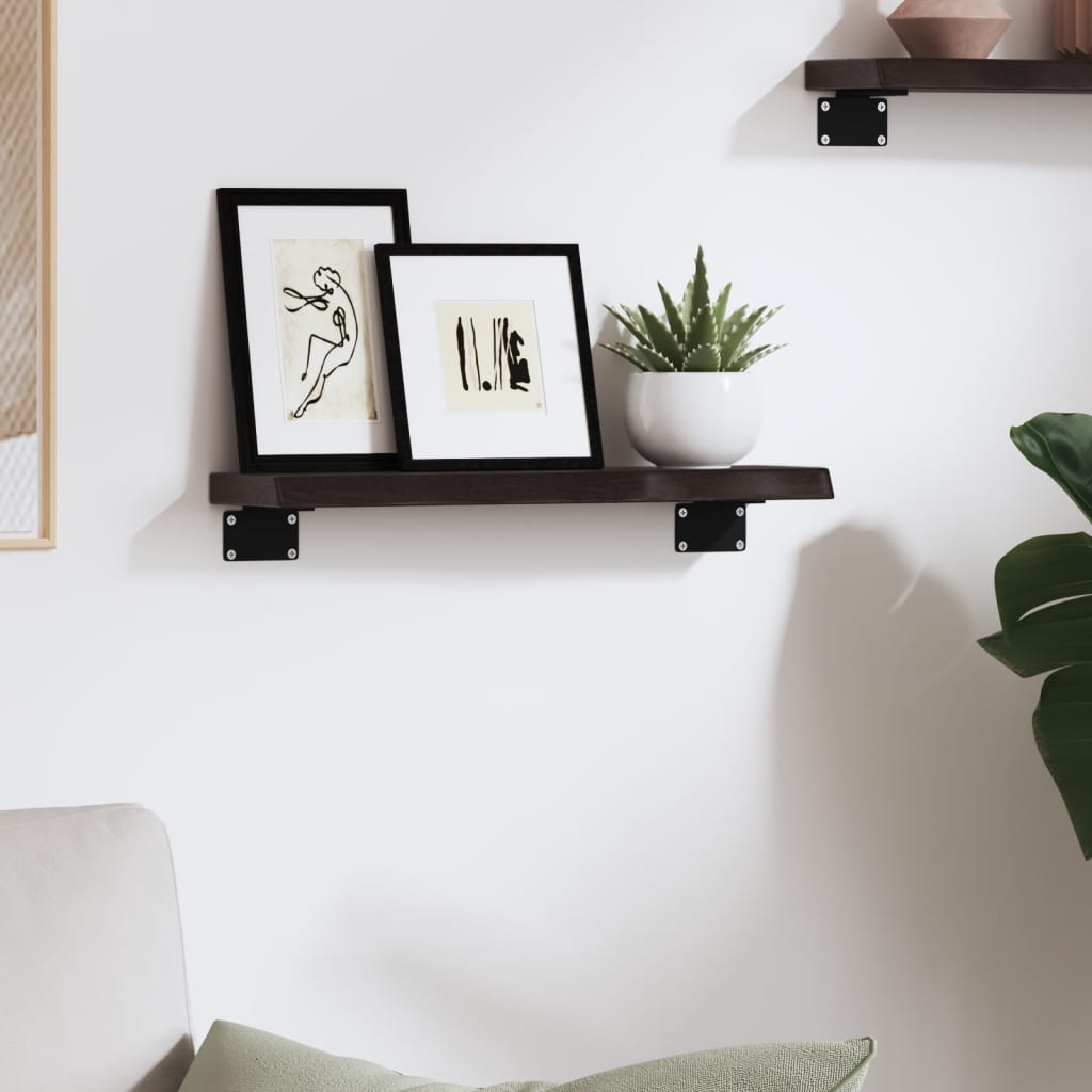 Ripiano Muro Marrone Scuro 40x10x2 cm Massello Rovere Trattato | homemem39