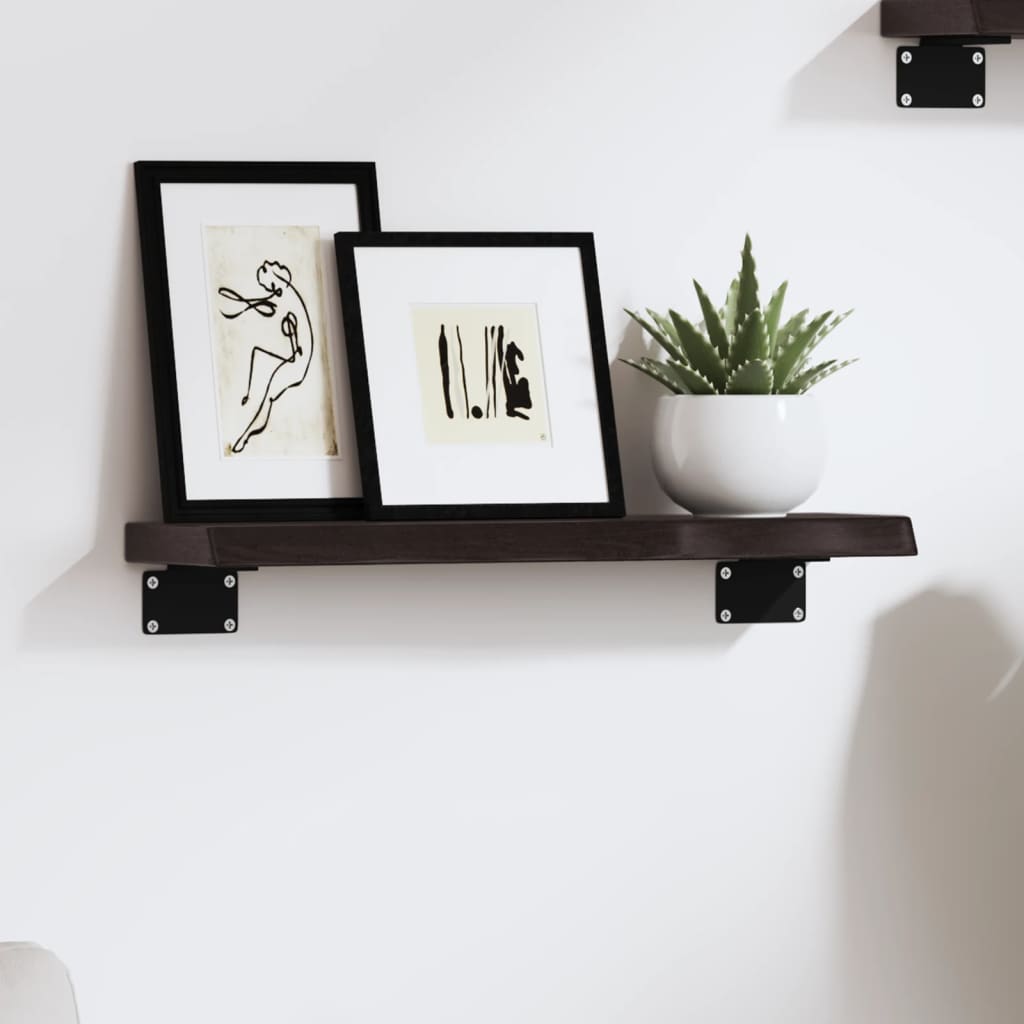 Ripiano Muro Marrone Scuro 40x10x2 cm Massello Rovere Trattato | homemem39