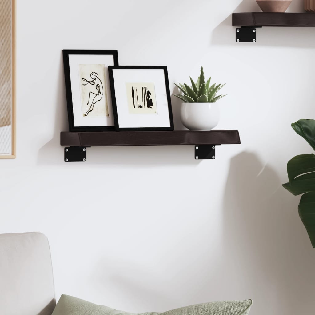 Ripiano Muro Marrone Scuro 40x10x4 cm Massello Rovere Trattato | homemem39