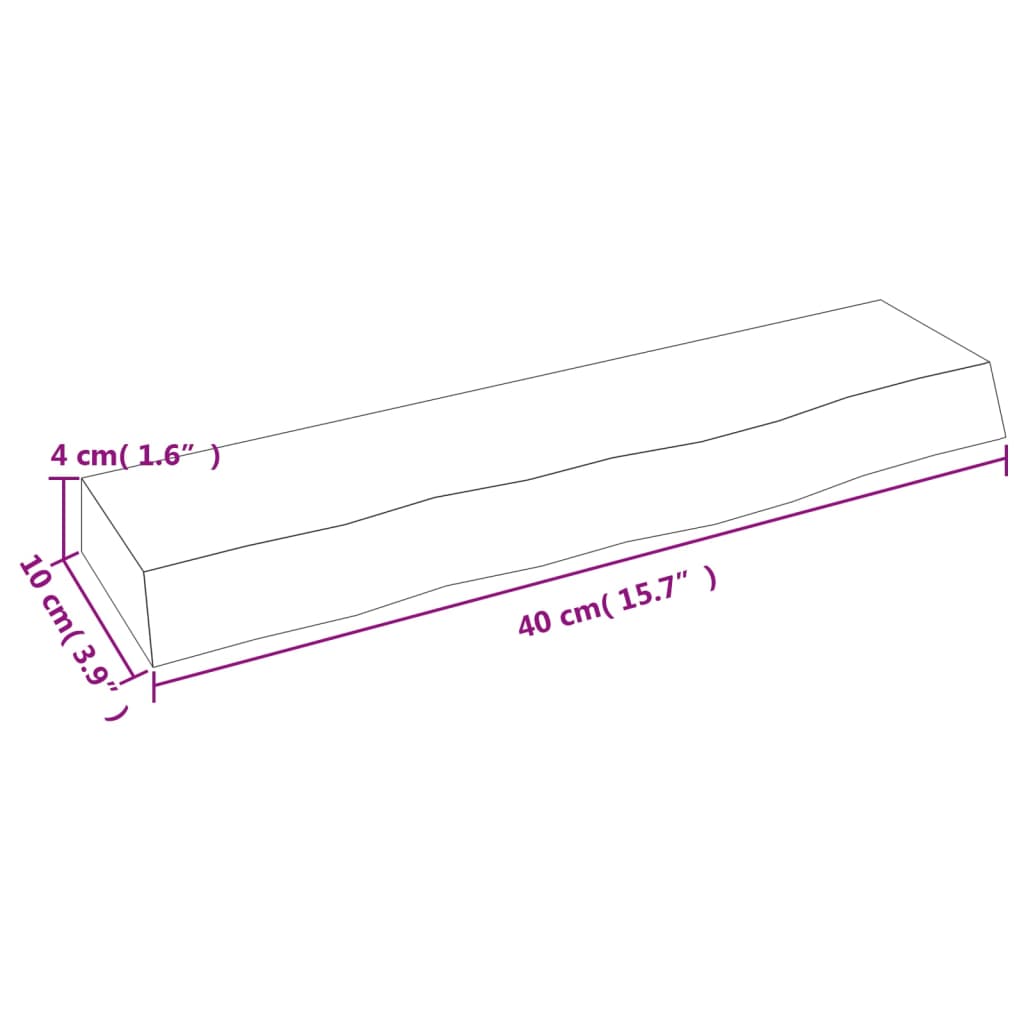 Ripiano Muro Marrone Scuro 40x10x4 cm Massello Rovere Trattato | homemem39