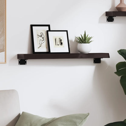 Ripiano Muro Marrone Scuro 60x10x4 cm Massello Rovere Trattato | homemem39