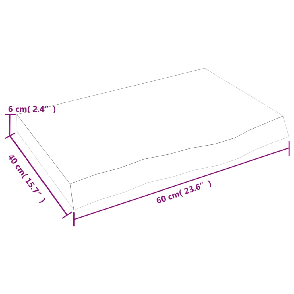 Ripiano Marrone Scuro 60x40x(2-6) cm Massello Rovere Trattato