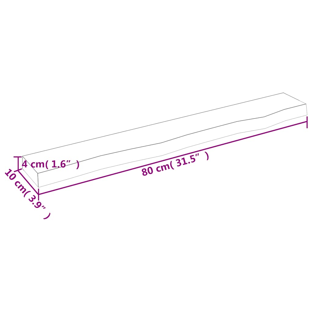Ripiano Muro Marrone Scuro 80x10x4 cm Massello Rovere Trattato | homemem39