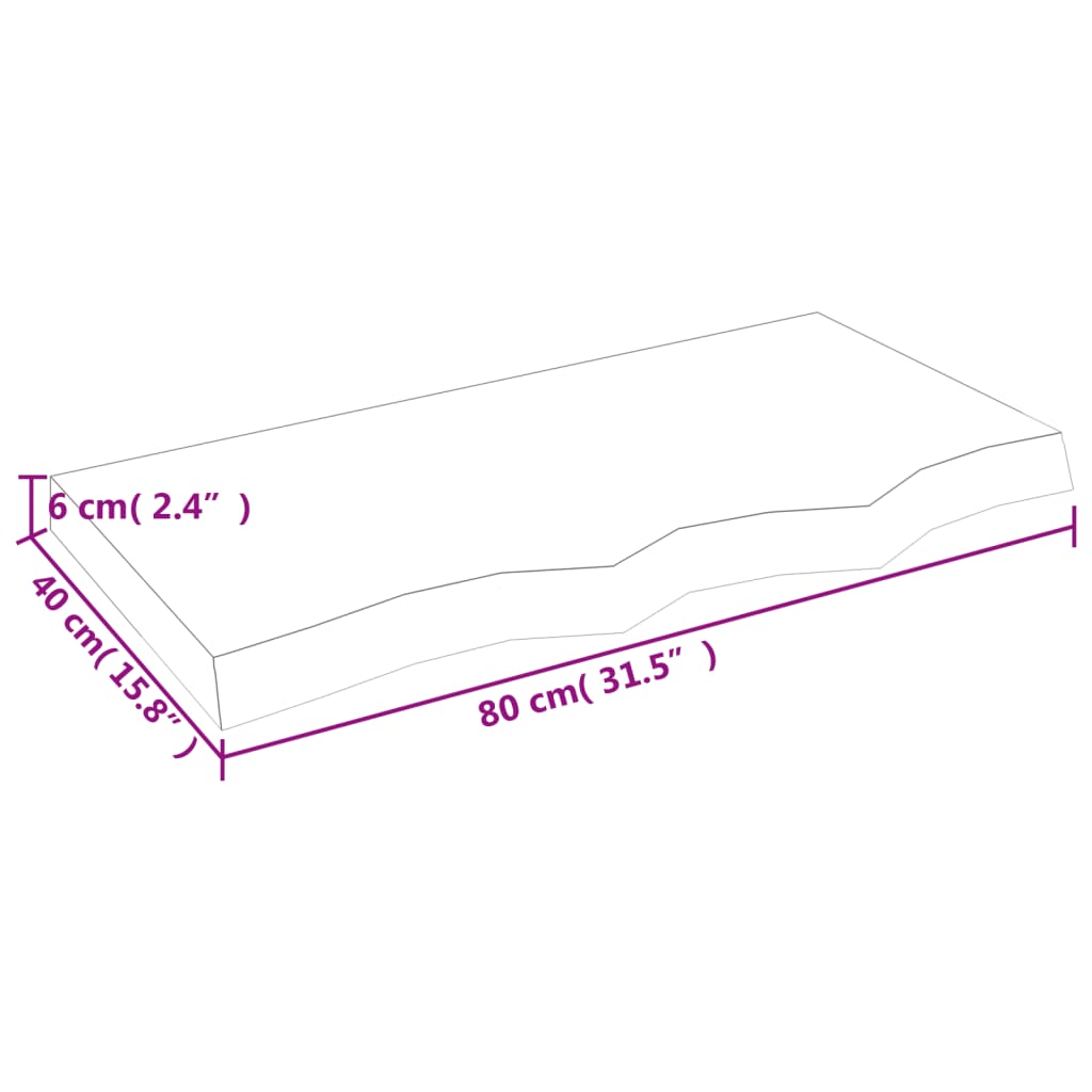 Ripiano Marrone Scuro 80x40x(2-6) cm Massello Rovere Trattato - homemem39