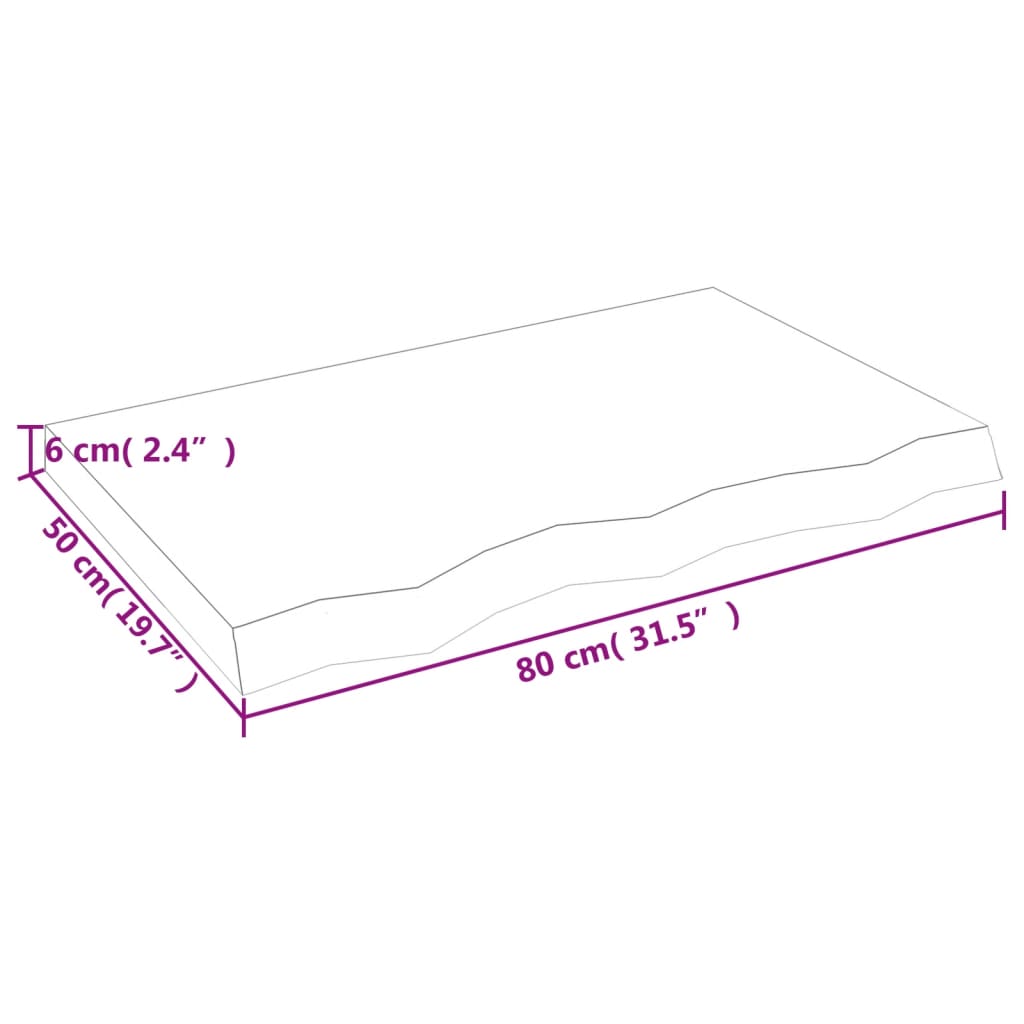 Ripiano Marrone Scuro 80x50x(2-6) cm Massello Rovere Trattato - homemem39