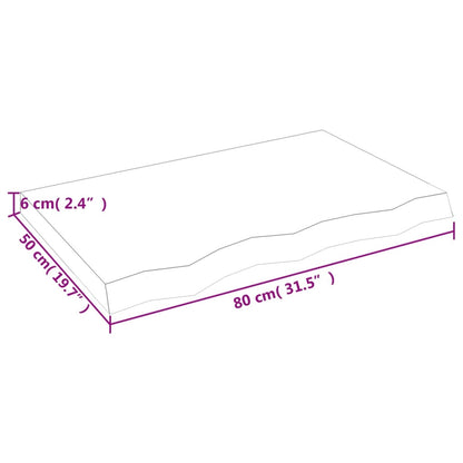 Ripiano Marrone Scuro 80x50x(2-6) cm Massello Rovere Trattato