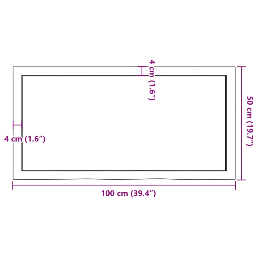 Ripiano Marrone Scuro 100x50x(2-4) cm Massello Rovere Trattato