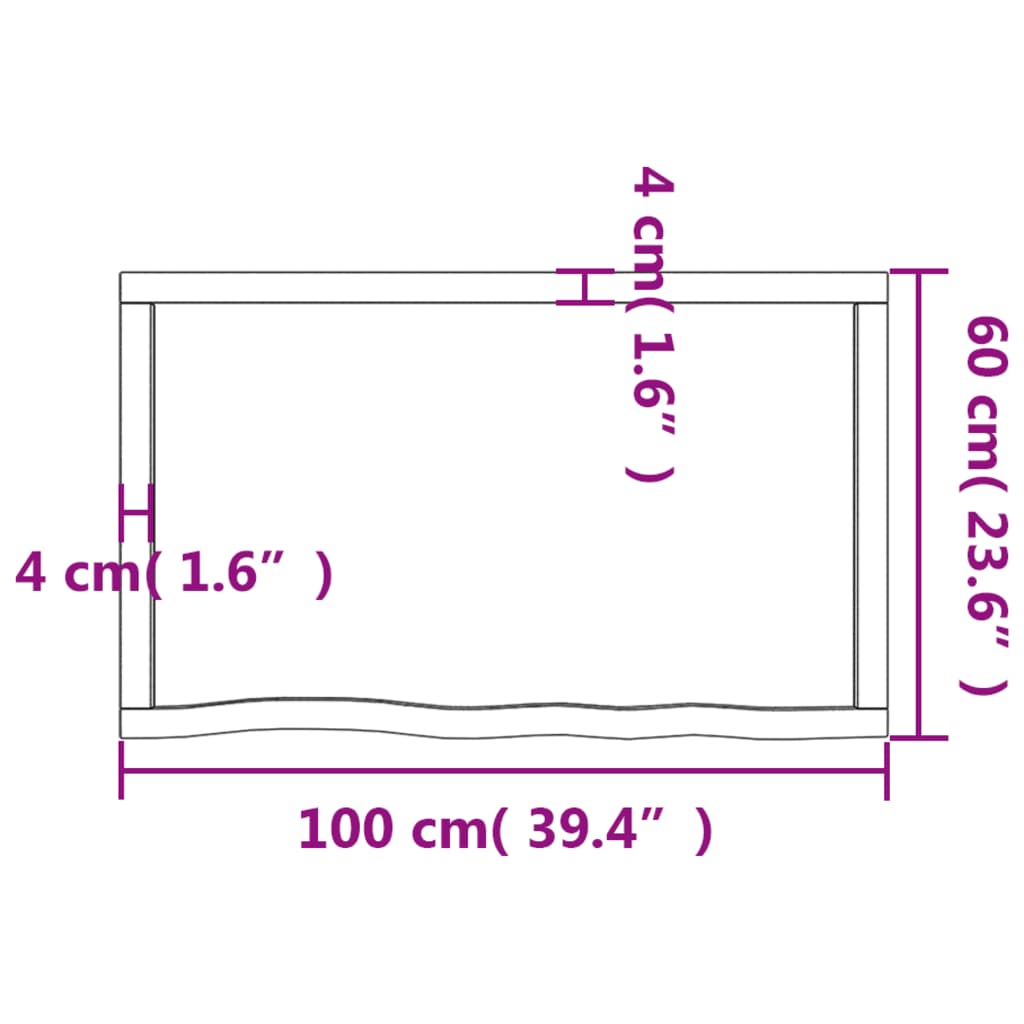 Ripiano Marrone Scuro 100x60x(2-6) cm Massello Rovere Trattato