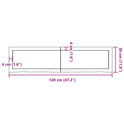 Ripiano Marrone Scuro 120x30x(2-6) cm Massello Rovere Trattato - homemem39