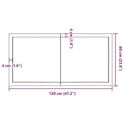 Ripiano Marrone Scuro 120x60x(2-6) cm Massello Rovere Trattato
