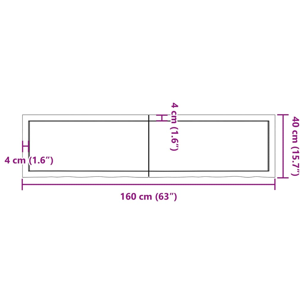 Ripiano Marrone Scuro 160x40x(2-6) cm Massello Rovere Trattato