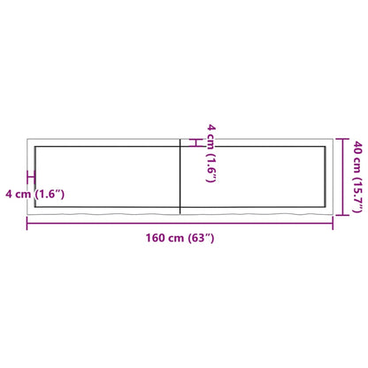 Ripiano Marrone Scuro 160x40x(2-6) cm Massello Rovere Trattato