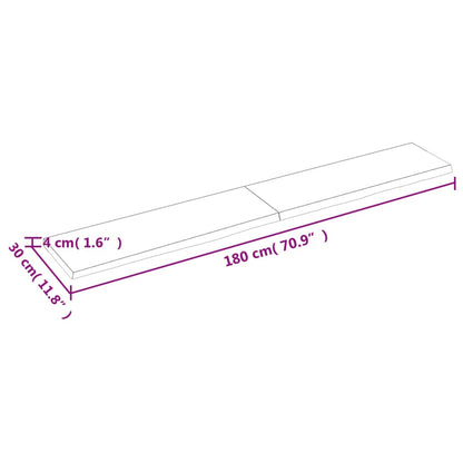 Ripiano Marrone Scuro 180x30x(2-4) cm Massello Rovere Trattato