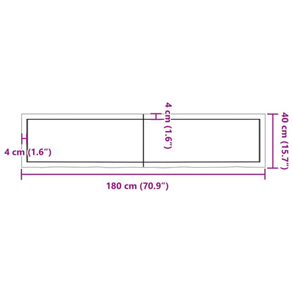 Ripiano Marrone Scuro 180x40x(2-6) cm Massello Rovere Trattato