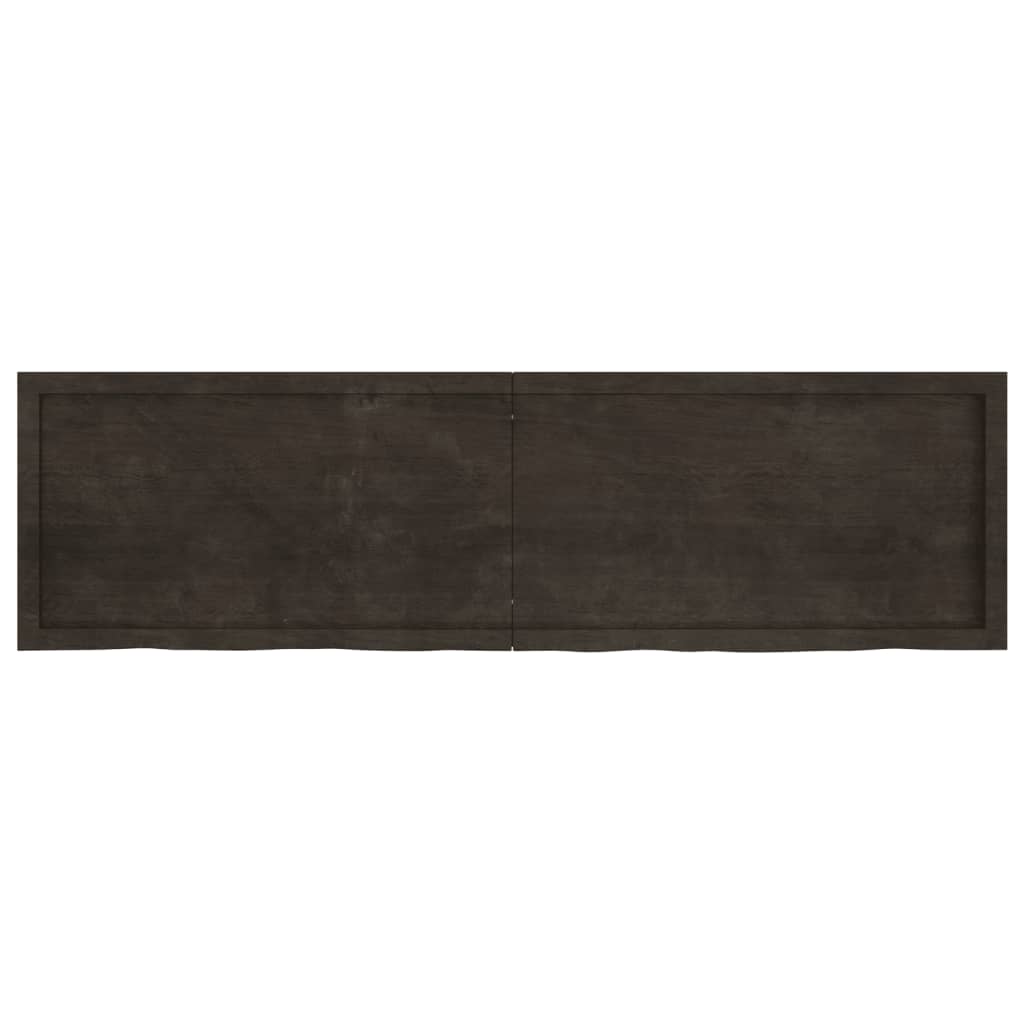 Dark Brown Shelf 180x50x(2-6) cm Treated Solid Oak