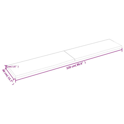 Ripiano Marrone Scuro 220x40x(2-4) cm Massello Rovere Trattato - homemem39