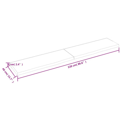 Ripiano Marrone Scuro 220x40x(2-6) cm Massello Rovere Trattato