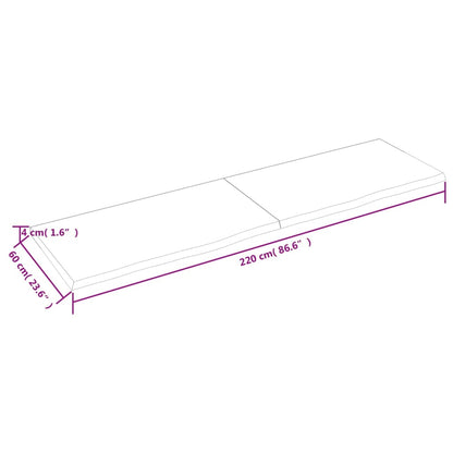 Ripiano Marrone Scuro 220x60x(2-4) cm Massello Rovere Trattato