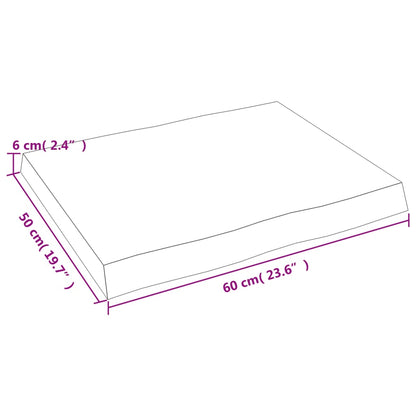 Piano per Tavolo 60x50x(2-6) cm Rovere Non Trattato Bordi Vivi