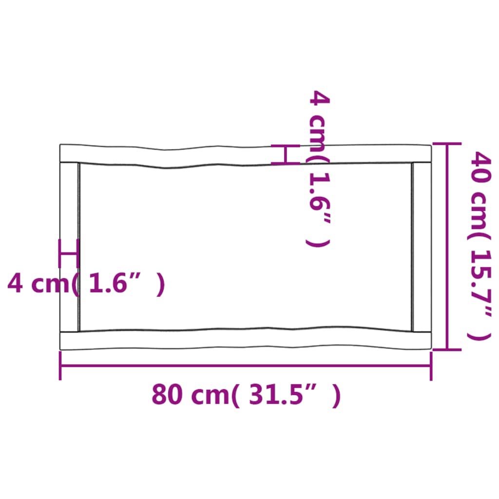 Piano per Tavolo 80x40x(2-6) cm Rovere Non Trattato Bordi Vivi - homemem39