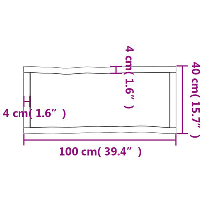 Piano per Tavolo 100x40x(2-6) cm Rovere Non Trattato Bordi Vivi - homemem39