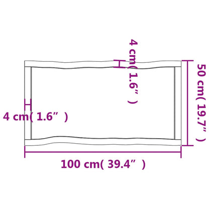 Piano per Tavolo 100x50x(2-4) cm Rovere Non Trattato Bordi Vivi - homemem39