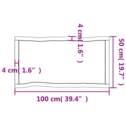 Piano per Tavolo 100x50x(2-6) cm Rovere Non Trattato Bordi Vivi - homemem39