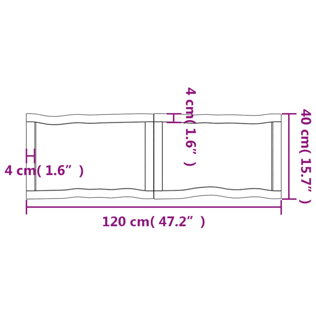 Piano per Tavolo 120x40x(2-4) cm Rovere Non Trattato Bordi Vivi - homemem39